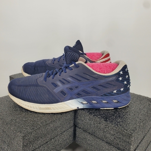 Asics Shoe Men's 12 FuzeX Patriotic USA Flag Running Sneakers T6K0N - Picture 1 of 10